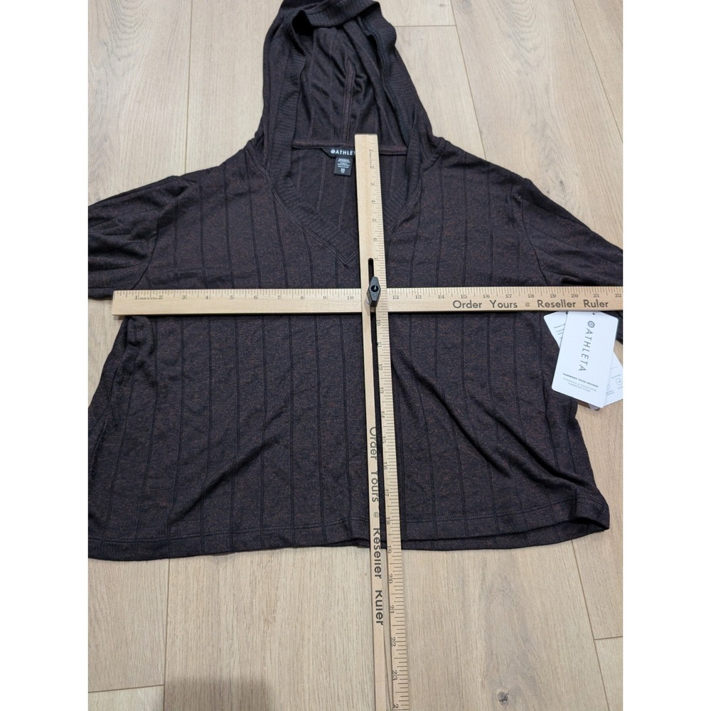 Athleta Harmony Pose Hoodie Pullover‎ Sweater Dark Mahogany Heather Sz XS NWT - Picture 6 of 8